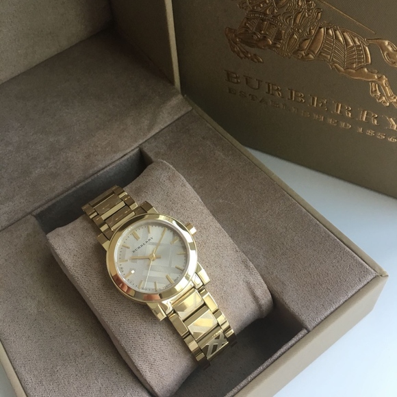 burberry watch gold womens